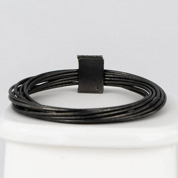 Gunmetal Connected Bangle Bracelet Hematite Color Joined Combined 8" Textured - Picture 4 of 5